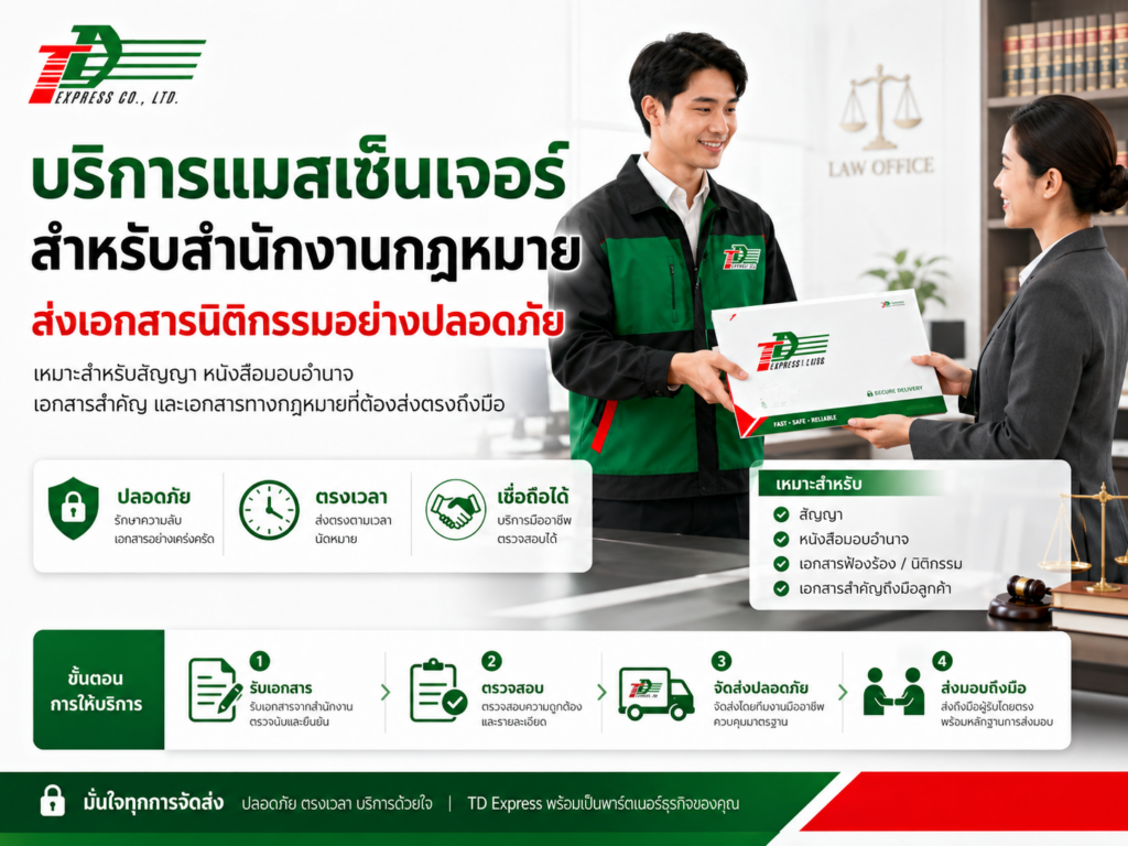 บริการแมสเซ็นเจอร์สำหรับสำนักงานกฎหมาย ส่งเอกสารนิติกรรมอย่างปลอดภัย