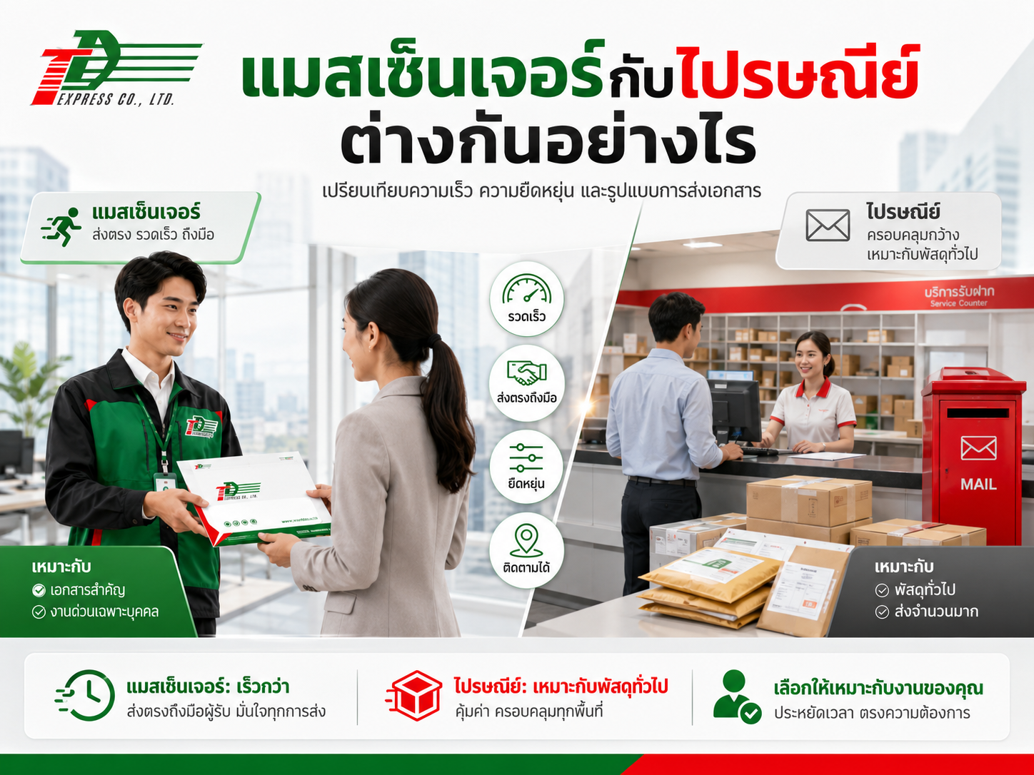 แมสเซ็นเจอร์กับไปรษณีย์ต่างกันอย่างไร