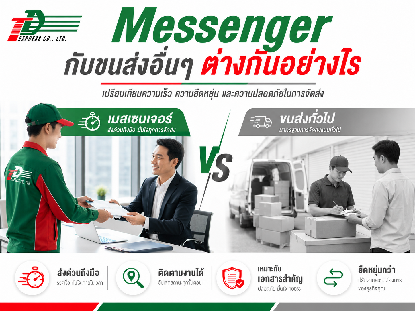 Messenger กับขนส่งอื่นๆต่างกันอย่างไร