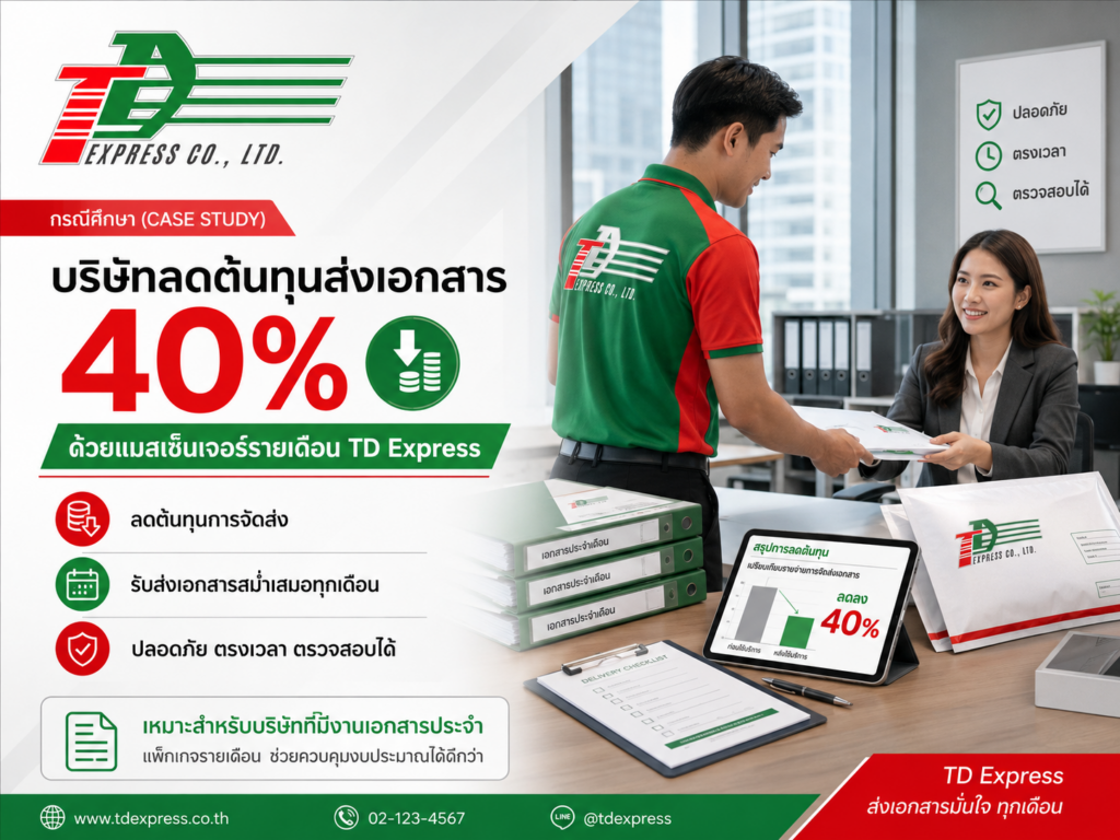 บริษัทลดต้นทุนส่งเอกสาร 40% ด้วยแมสเซ็นเจอร์รายเดือน TD Express