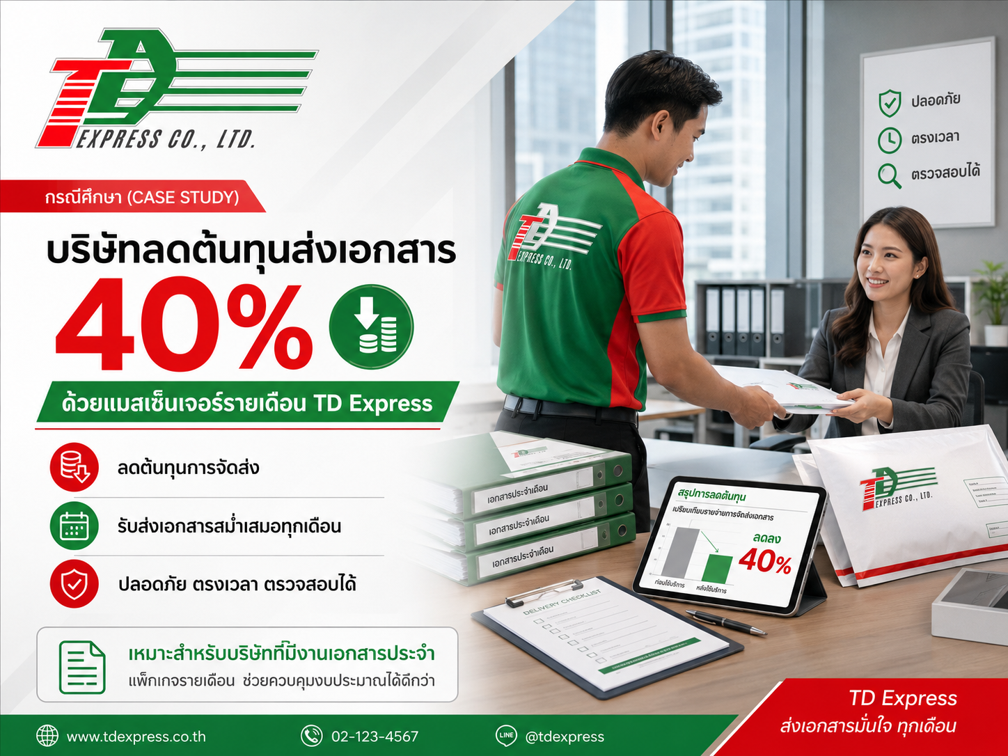 บริษัทลดต้นทุนส่งเอกสาร 40% ด้วยแมสเซ็นเจอร์รายเดือน TD Express